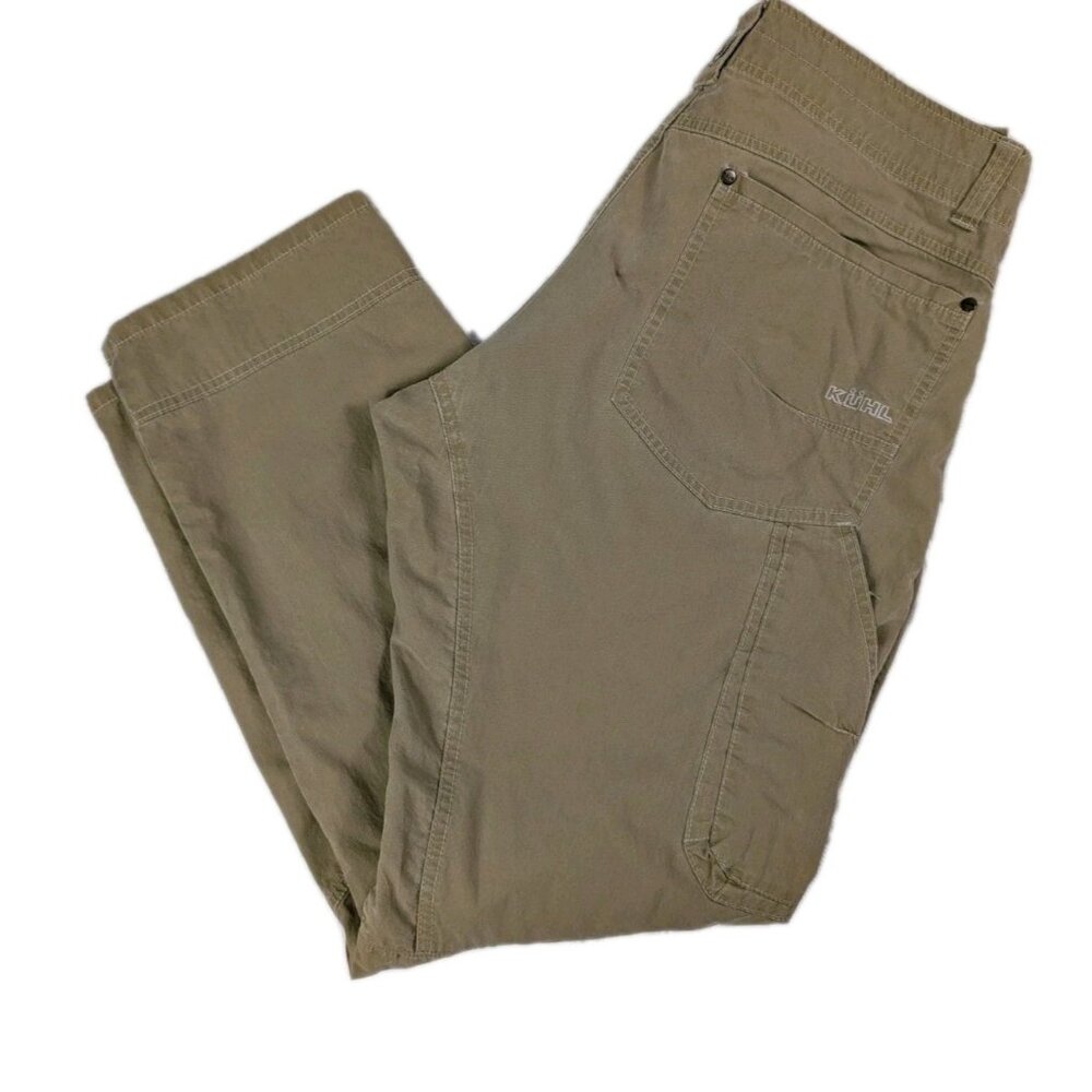 KÜHL Revolvr Pants Mens sz 16S 35x30 Vintage Patina Dye Cotton Blend Tan READ